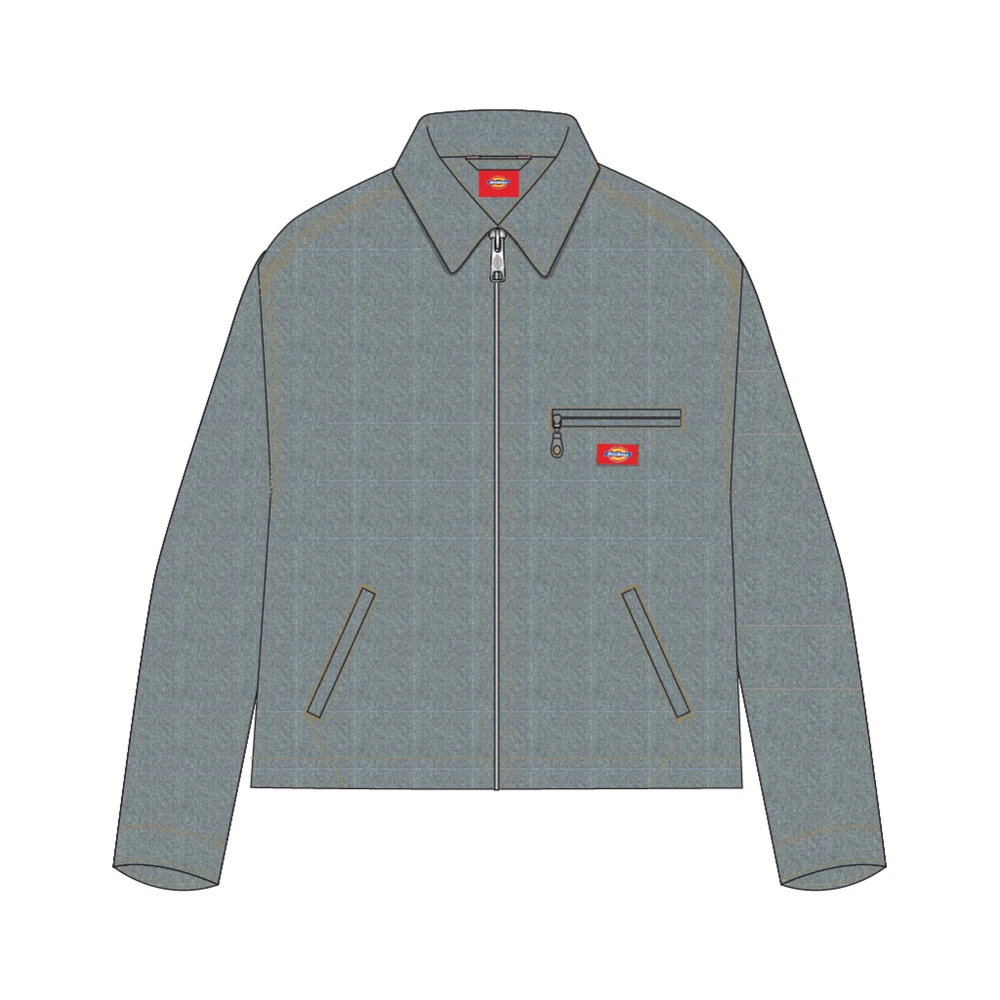 Original Dickies zip-front denim jacket CAD with collar, pockets and red labels