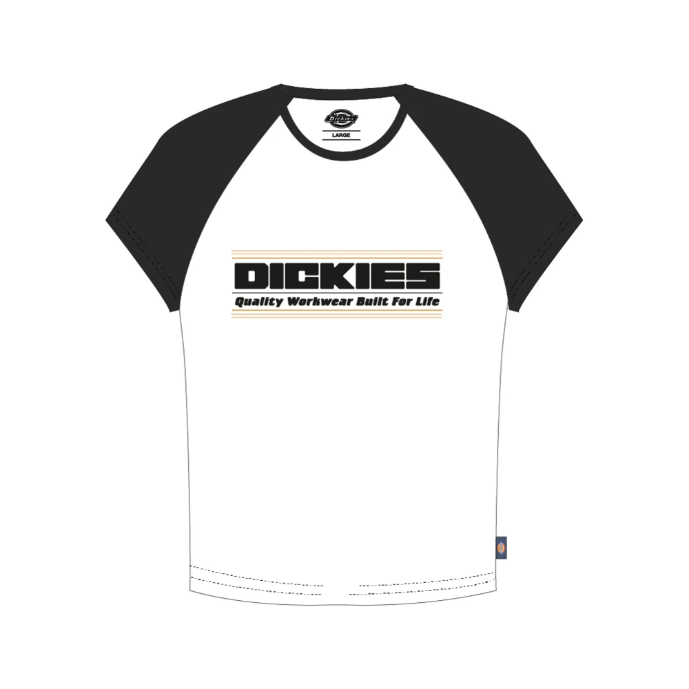 Original Dickies T-shirt CAD showing black raglan sleeves and the chest graphic